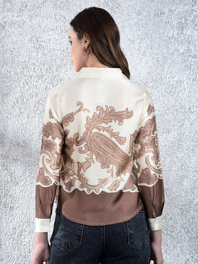Brown Floral Print Shirt