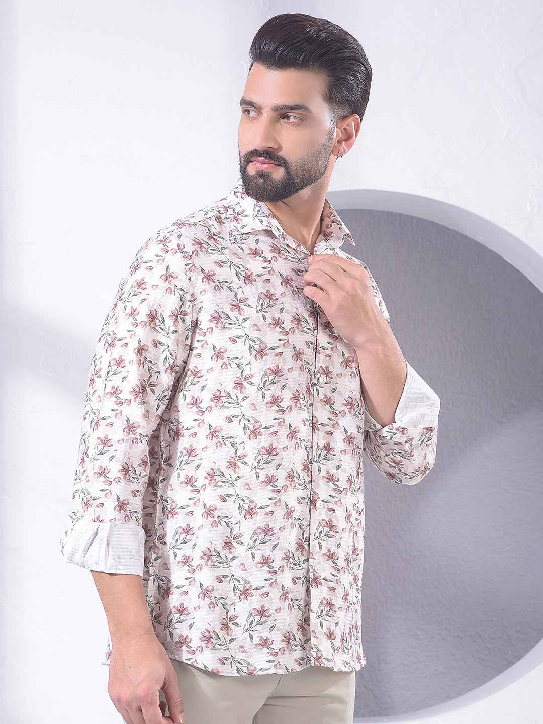 Maroon Floral Print Shirt