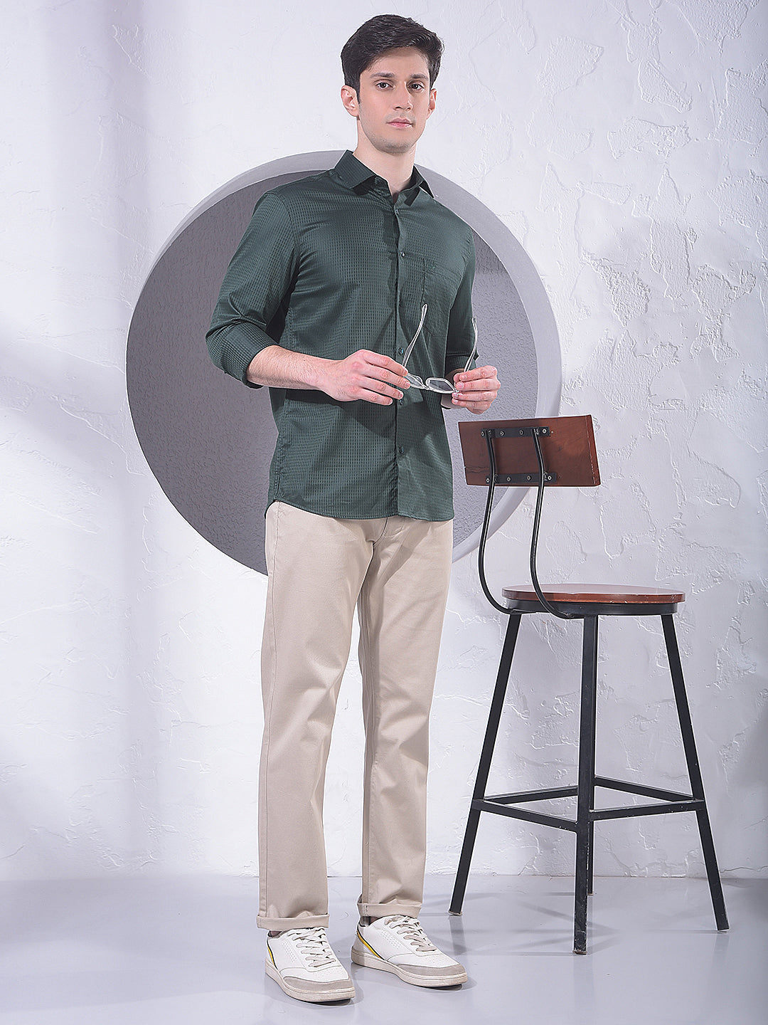 Smart Beige Straight Trousers