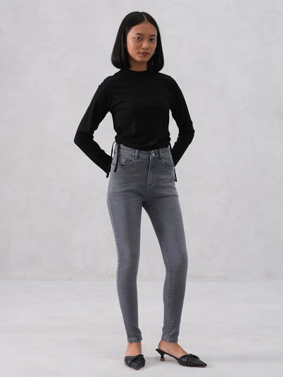 Side-Tie Crop Black T-Shirt