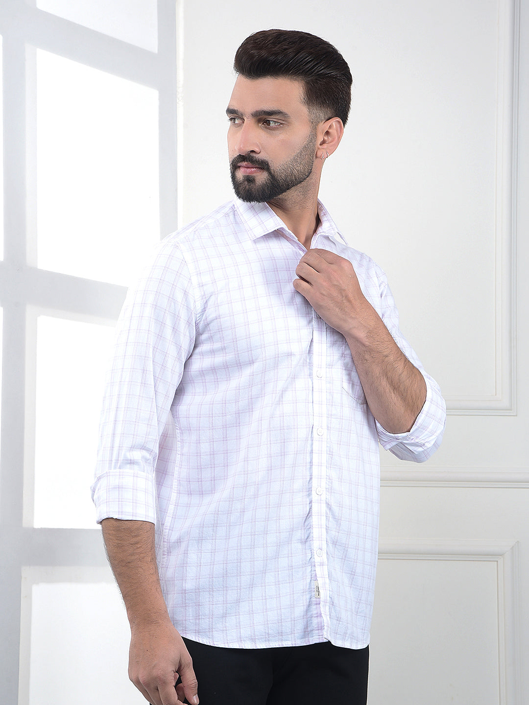 Pink Checked 100% Cotton Shirt