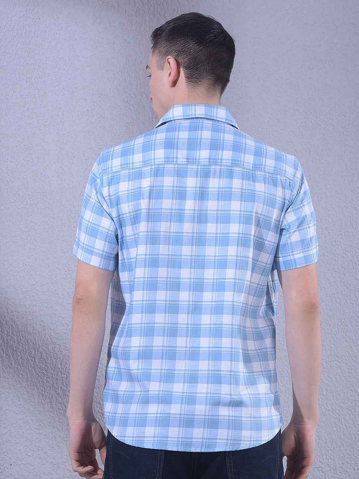 Blue Linen Checked Shirt