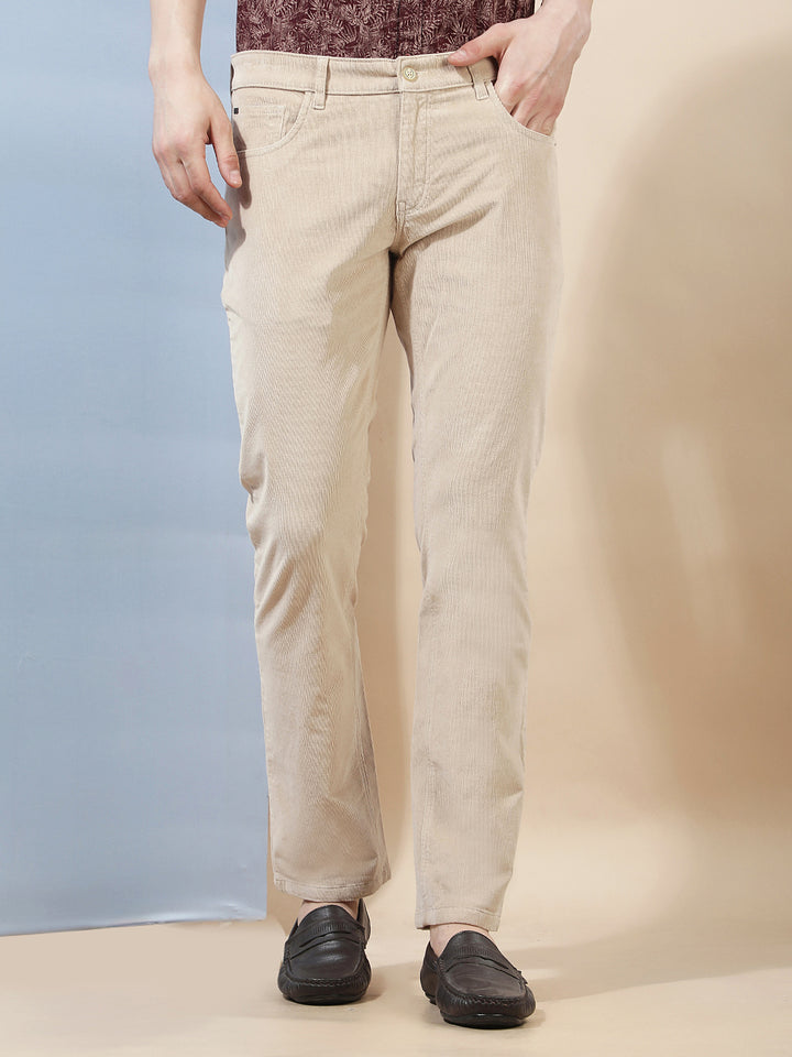 Refined Taupe Beige Corduroy Trousers