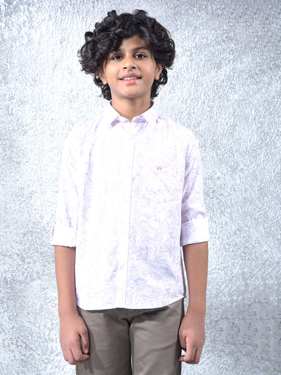 Purple Floral Print Linen Shirt
