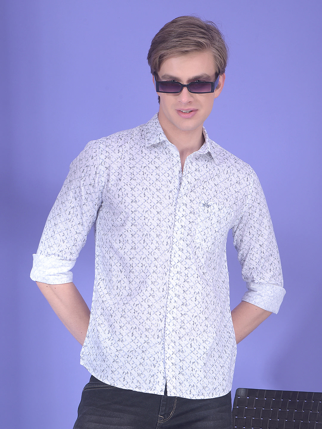 Fluid White Printed Shirt