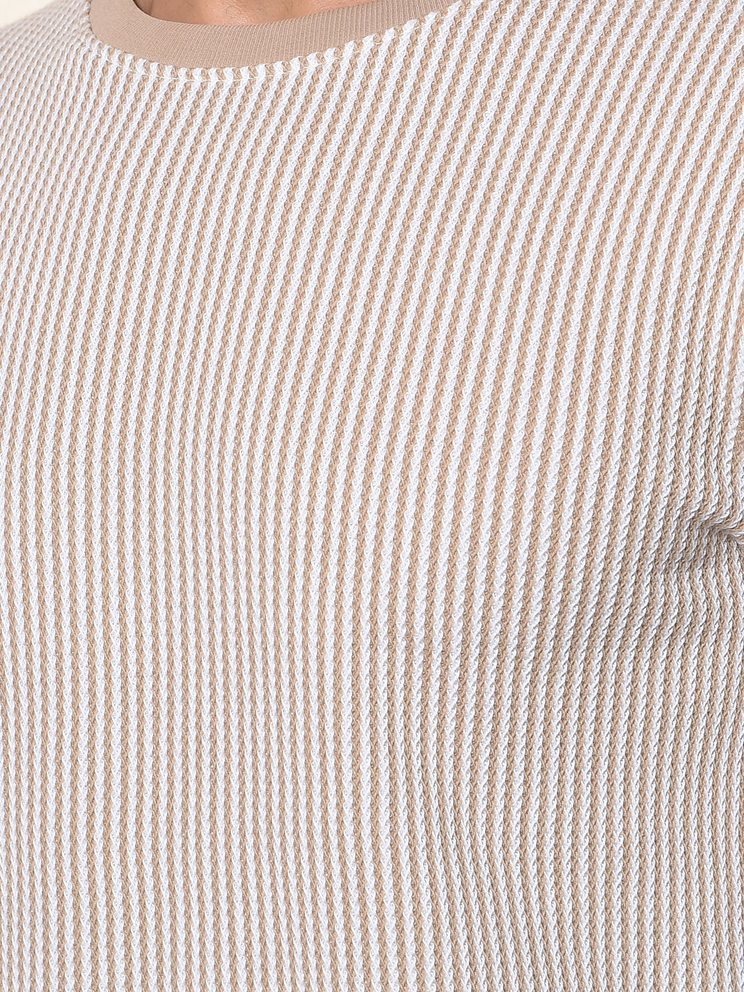 Beige Vertical Stripes Sweatshirt