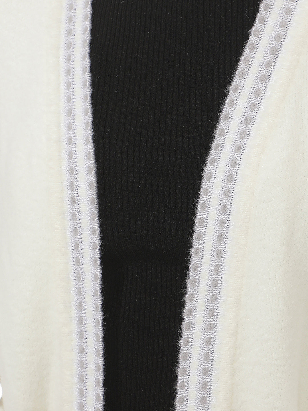 Off White Jacquard Open Front Longline Shrug