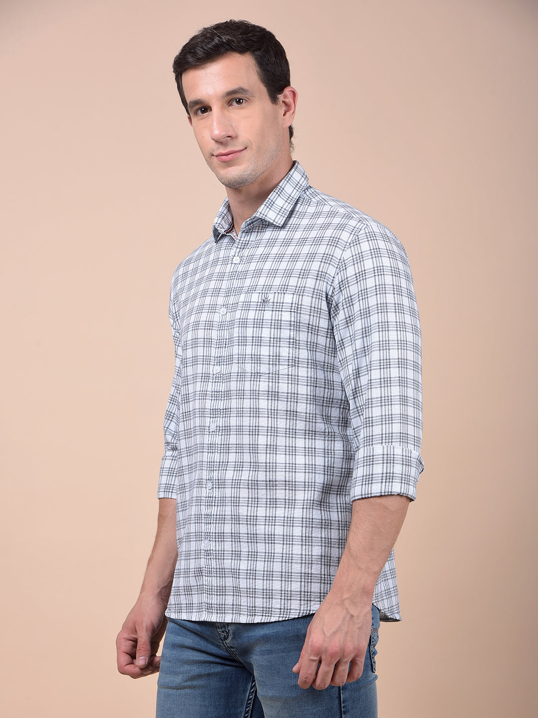 White Checked 100% Cotton Shirt
