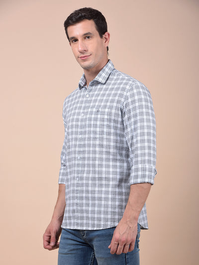 White Checked 100% Cotton Shirt