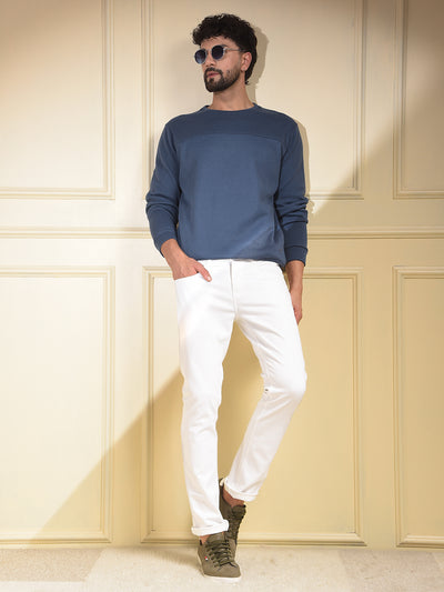 Geometric Embroidered Blue Sweatshirt