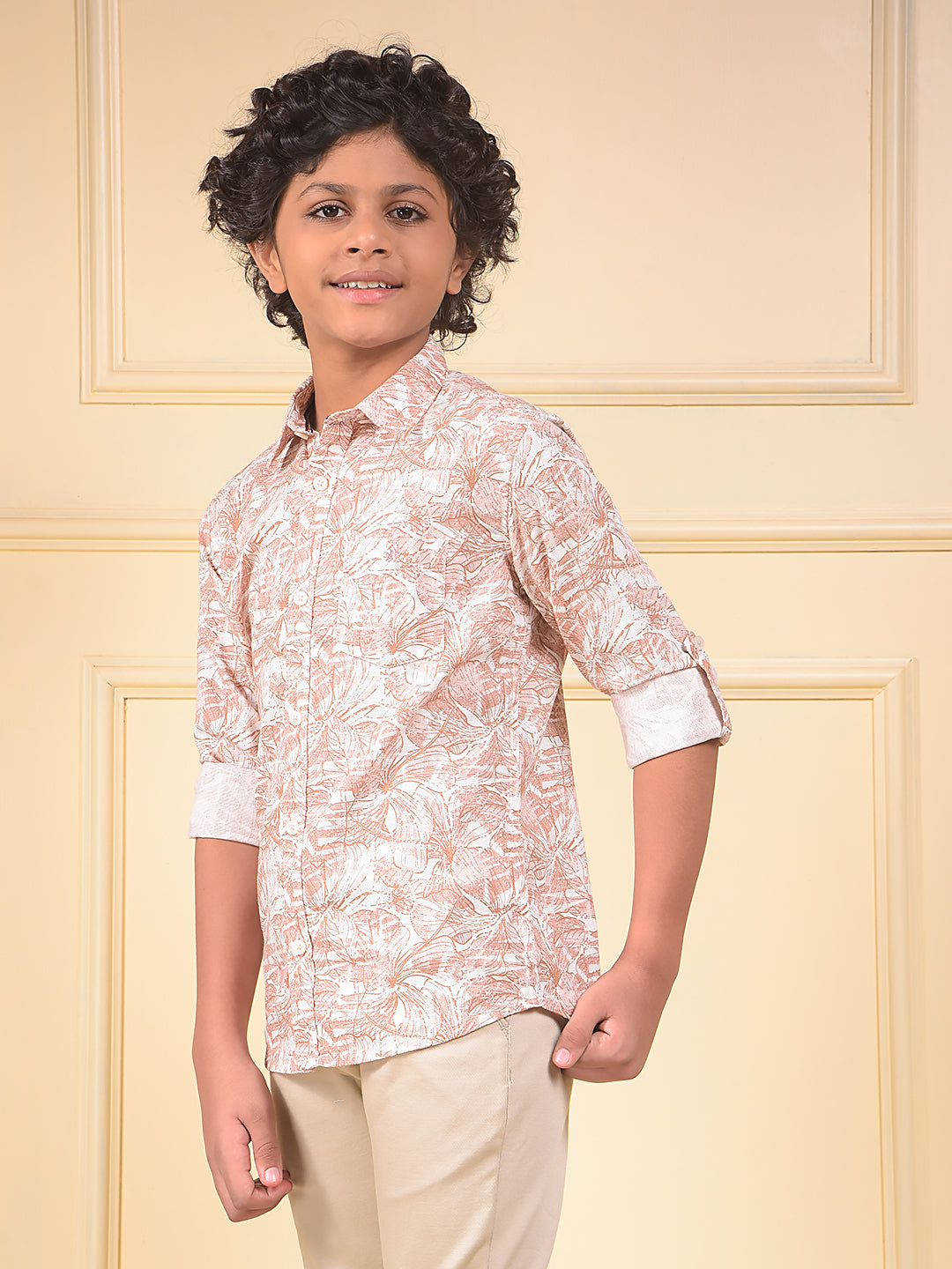 Red Floral Print 100% Cotton Shirt