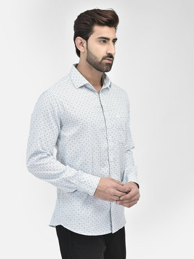 Blue Printed 100% Cotton Shirt