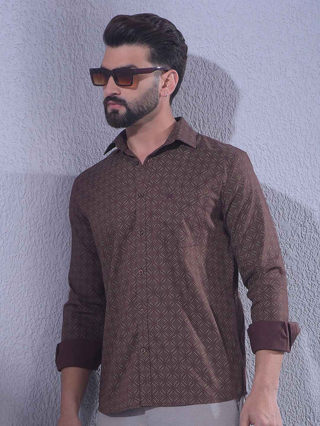 Brown Printed Shirt
