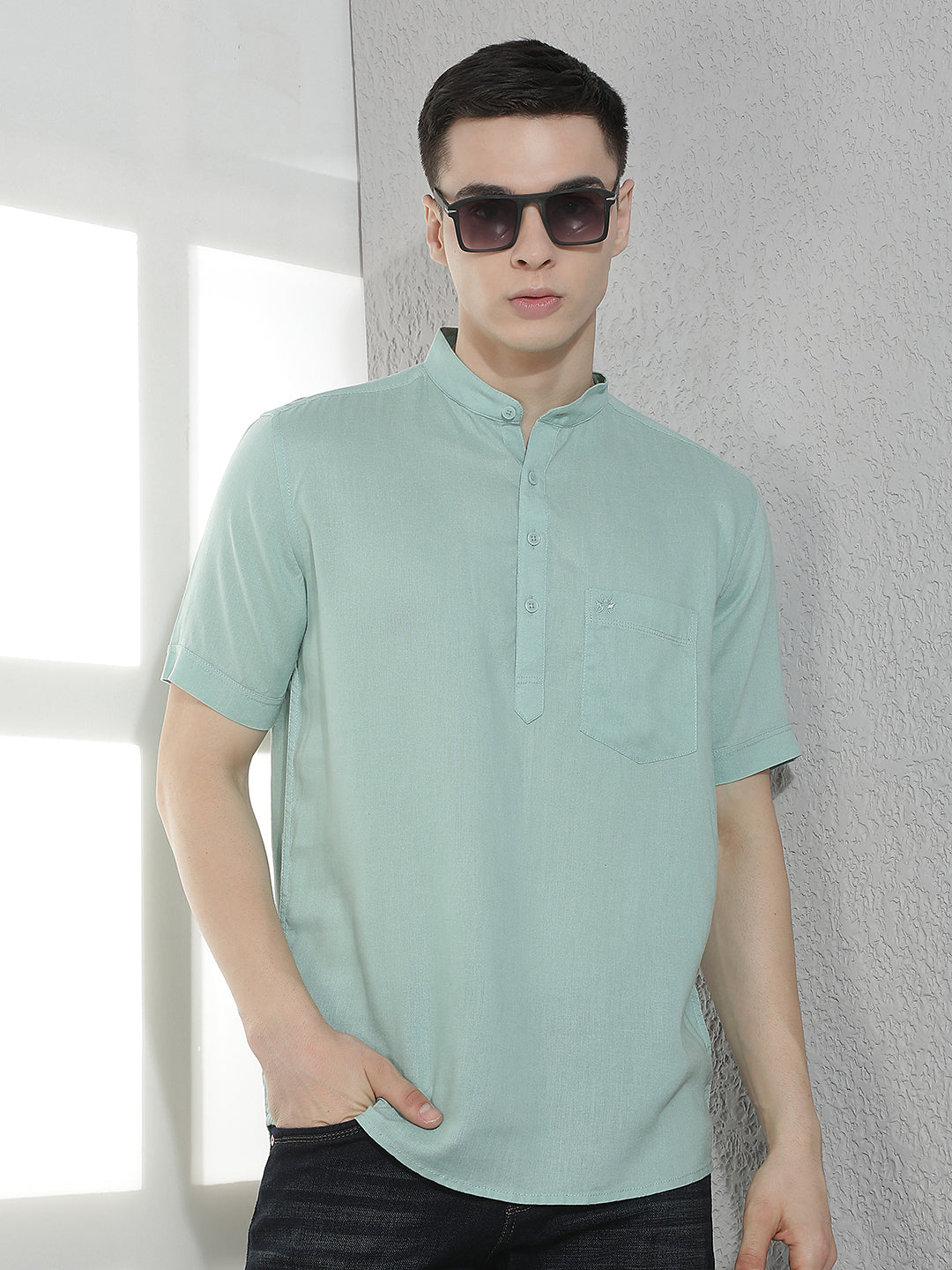 Urban Earthy Green Linen Kurta