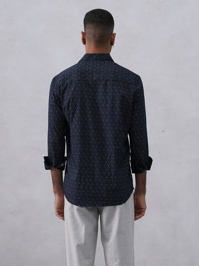 Navy Blue Printed Shirt