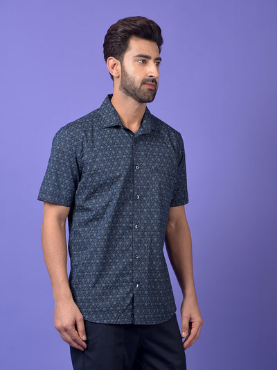 Navy Blue Printed Shirt