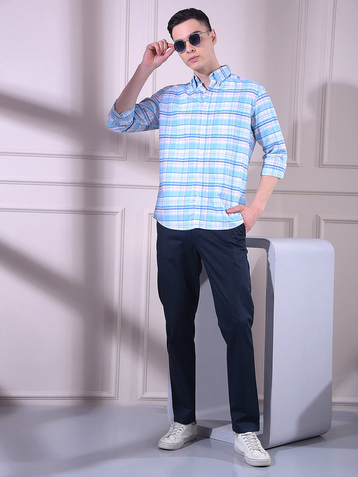 Blue Checked 100% Cotton Shirt