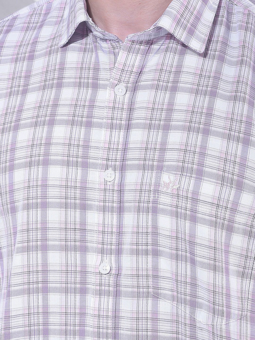 Purple Checked 100% Cotton Shirt