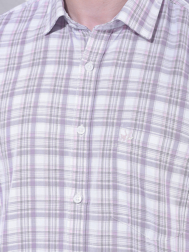 Purple Checked 100% Cotton Shirt