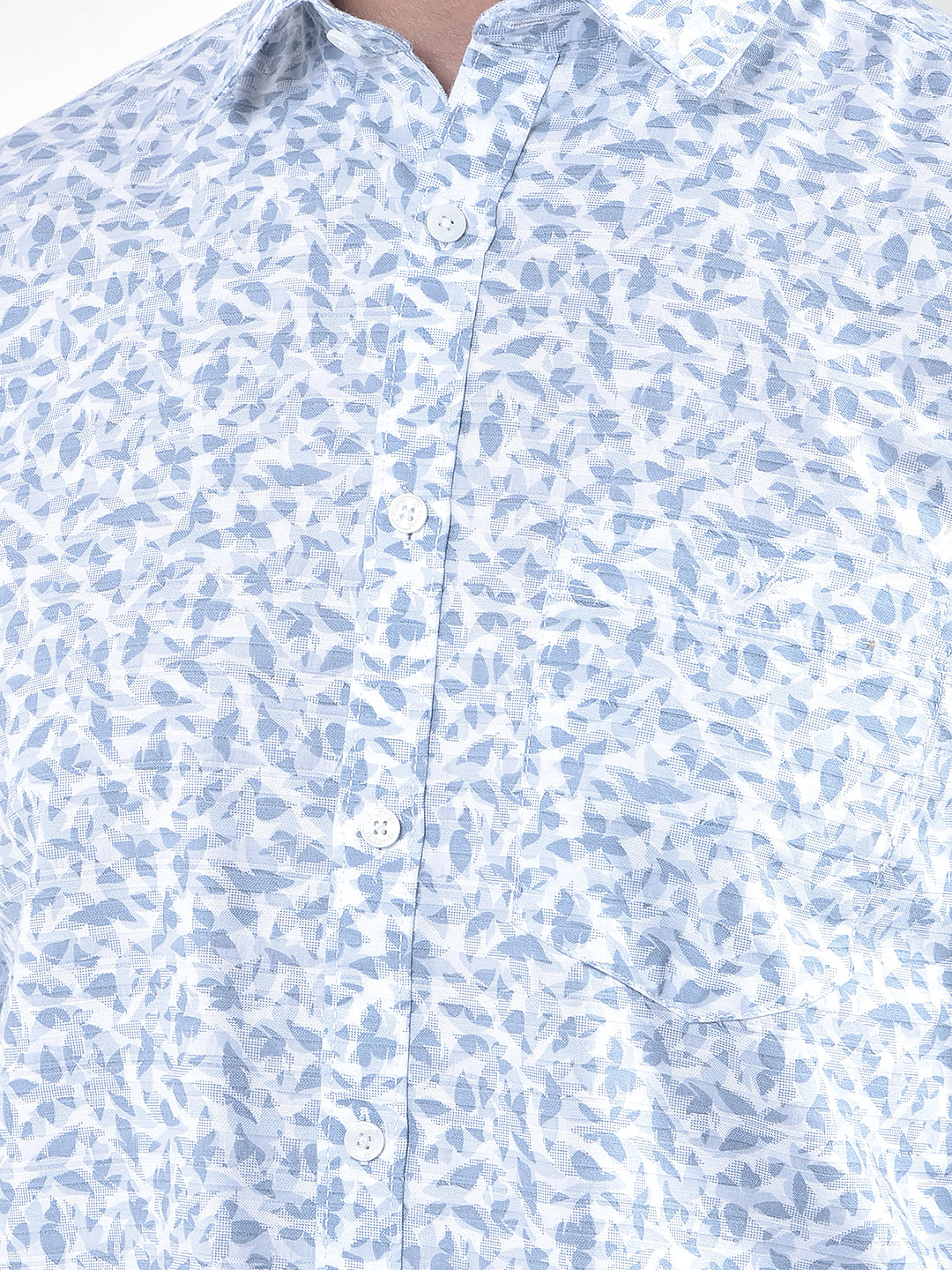 Blue Floral Print Shirt