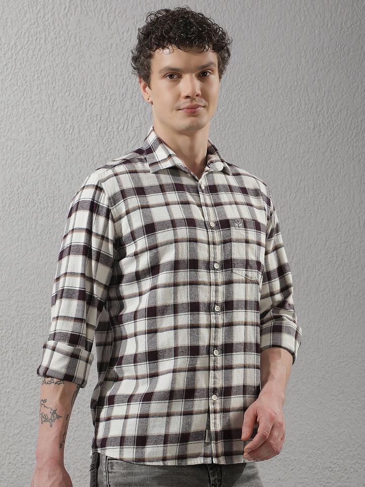 Maroon Checked 100% cotton Shirt