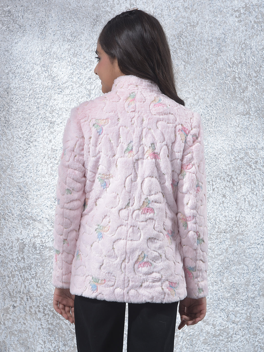 Blush Pink Cozy Embroidered Coat