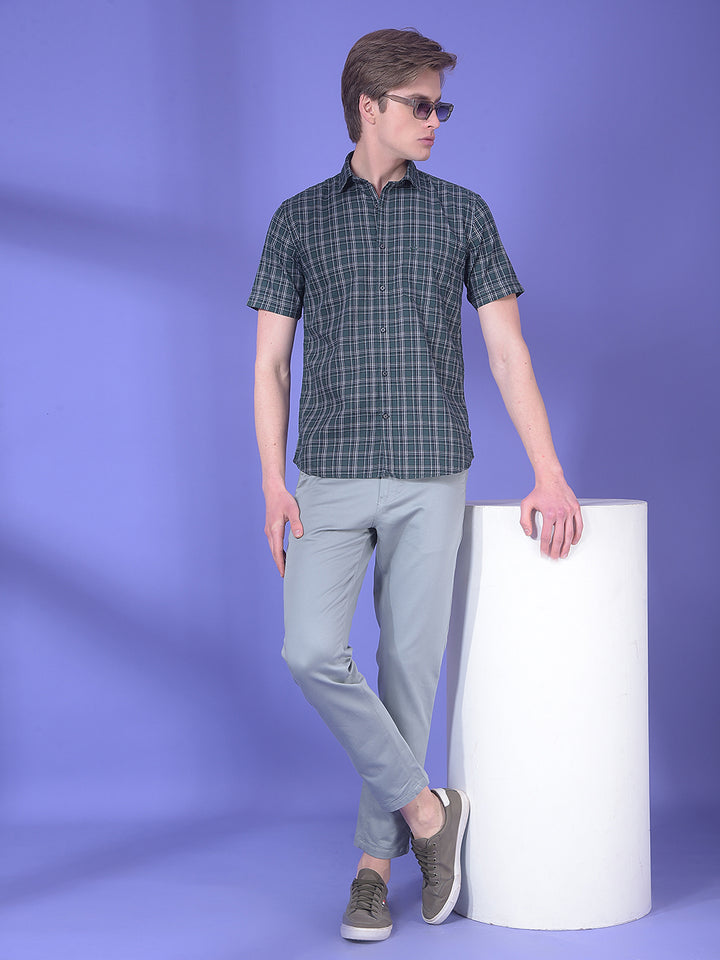 Forest Green Checked 100% Cotton Shirt