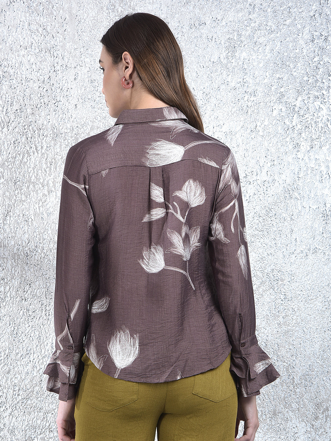 Brown Floral Print Shirt