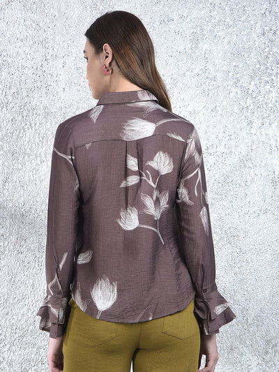 Brown Floral Print Shirt