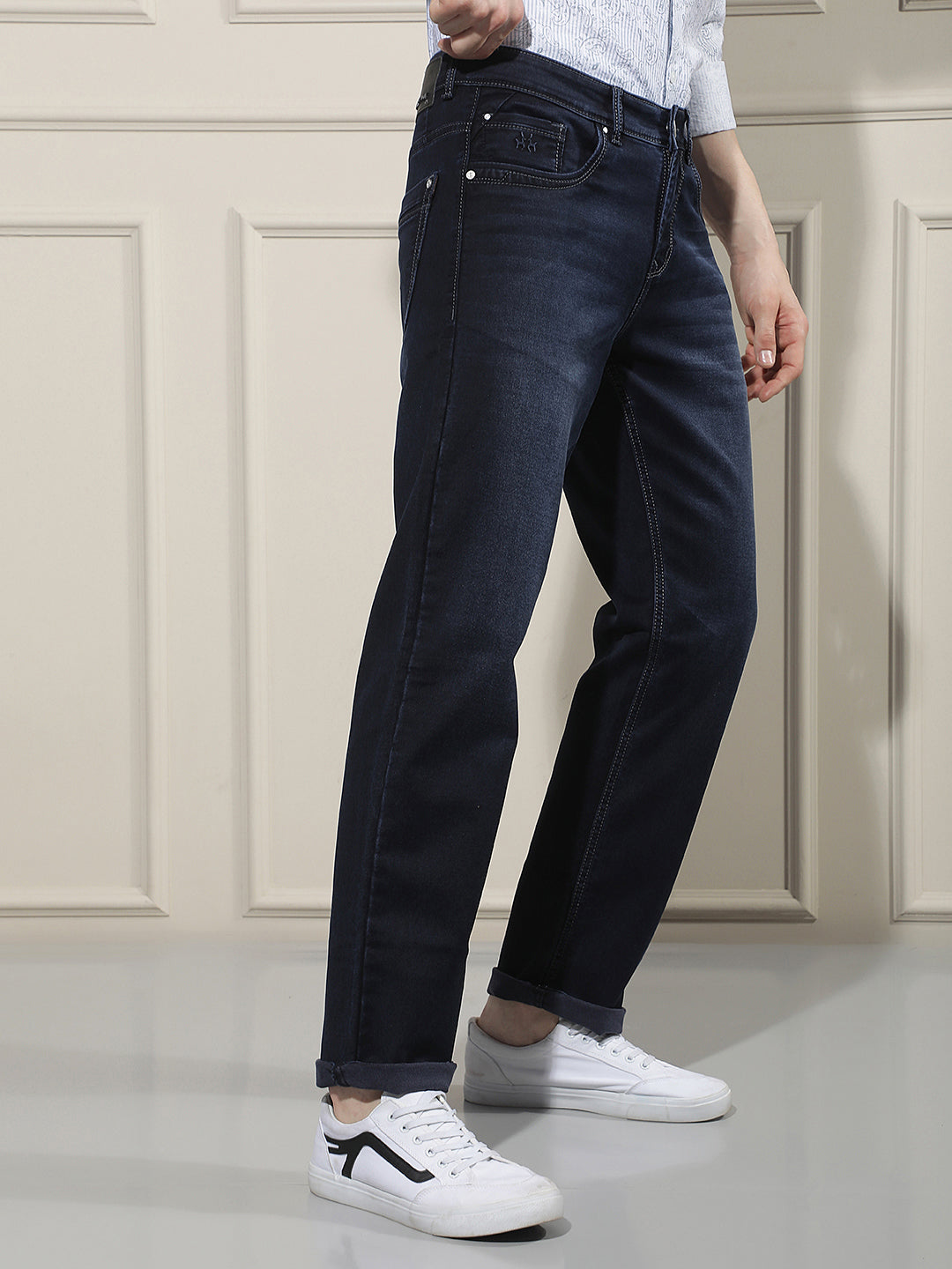 Navy Blue Straight Jeans