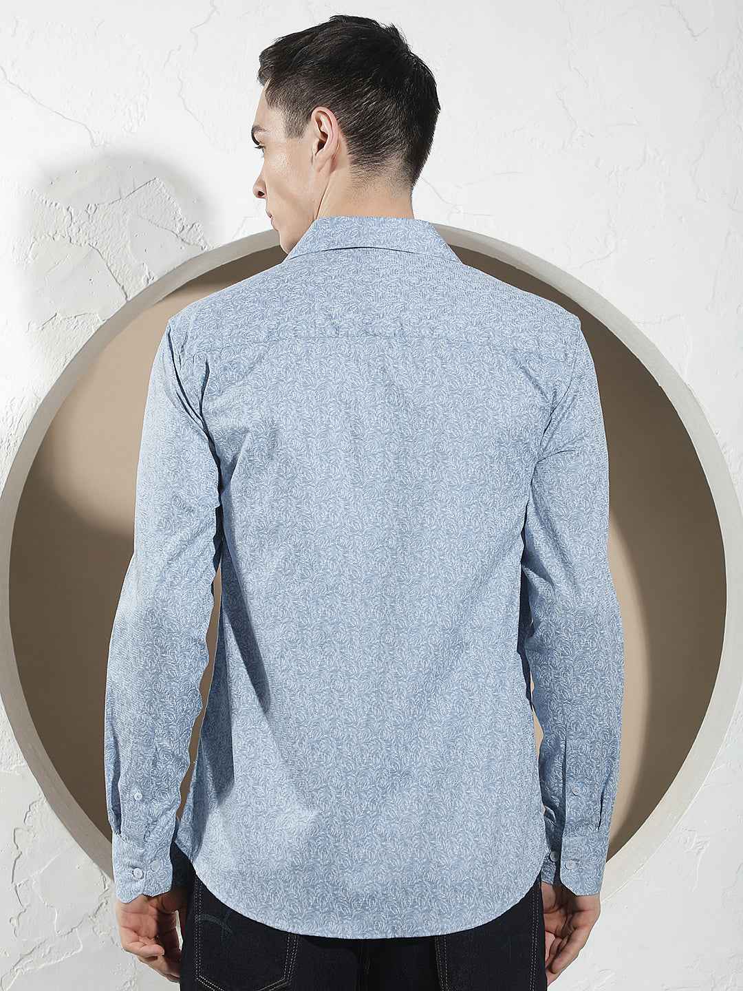 Blue Floral Print 100% Cotton Shirt