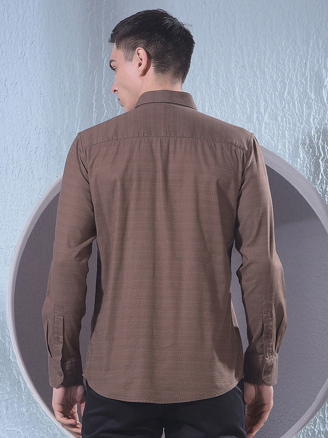 Rich Brown Jacquard Shirt
