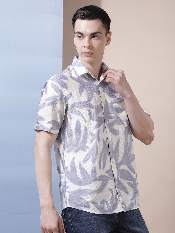 Purple Floral Printed Shirt