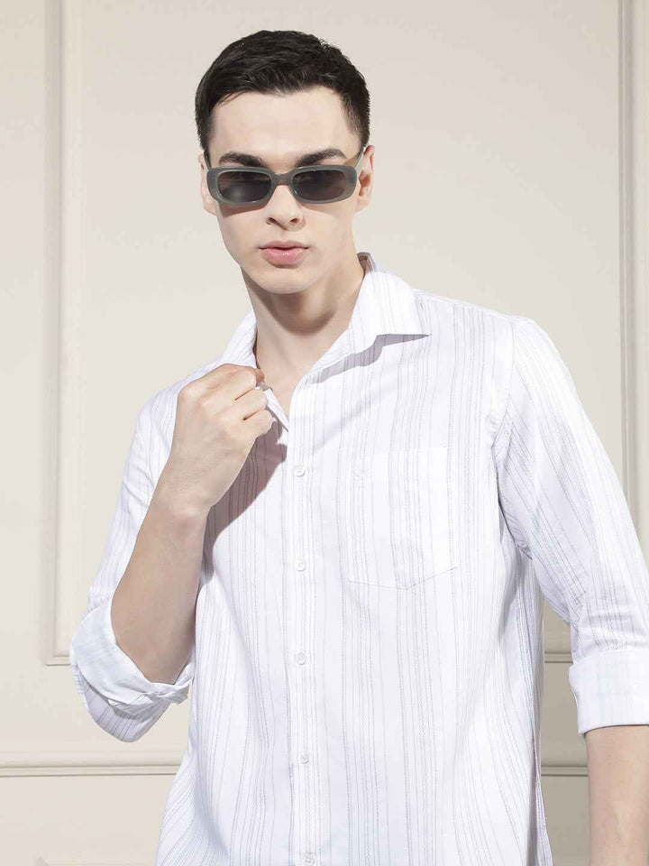 White Vertical Striped Shirt