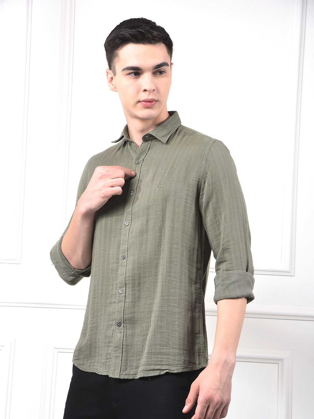 Green Vertical Stripes Shirt