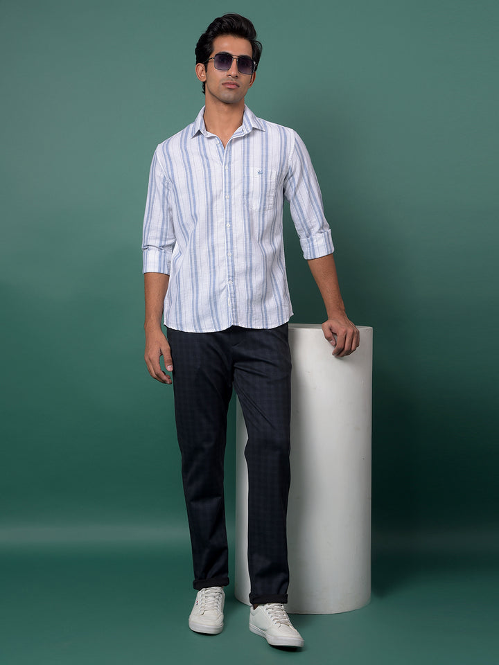 Navy Blue Checked Trousers