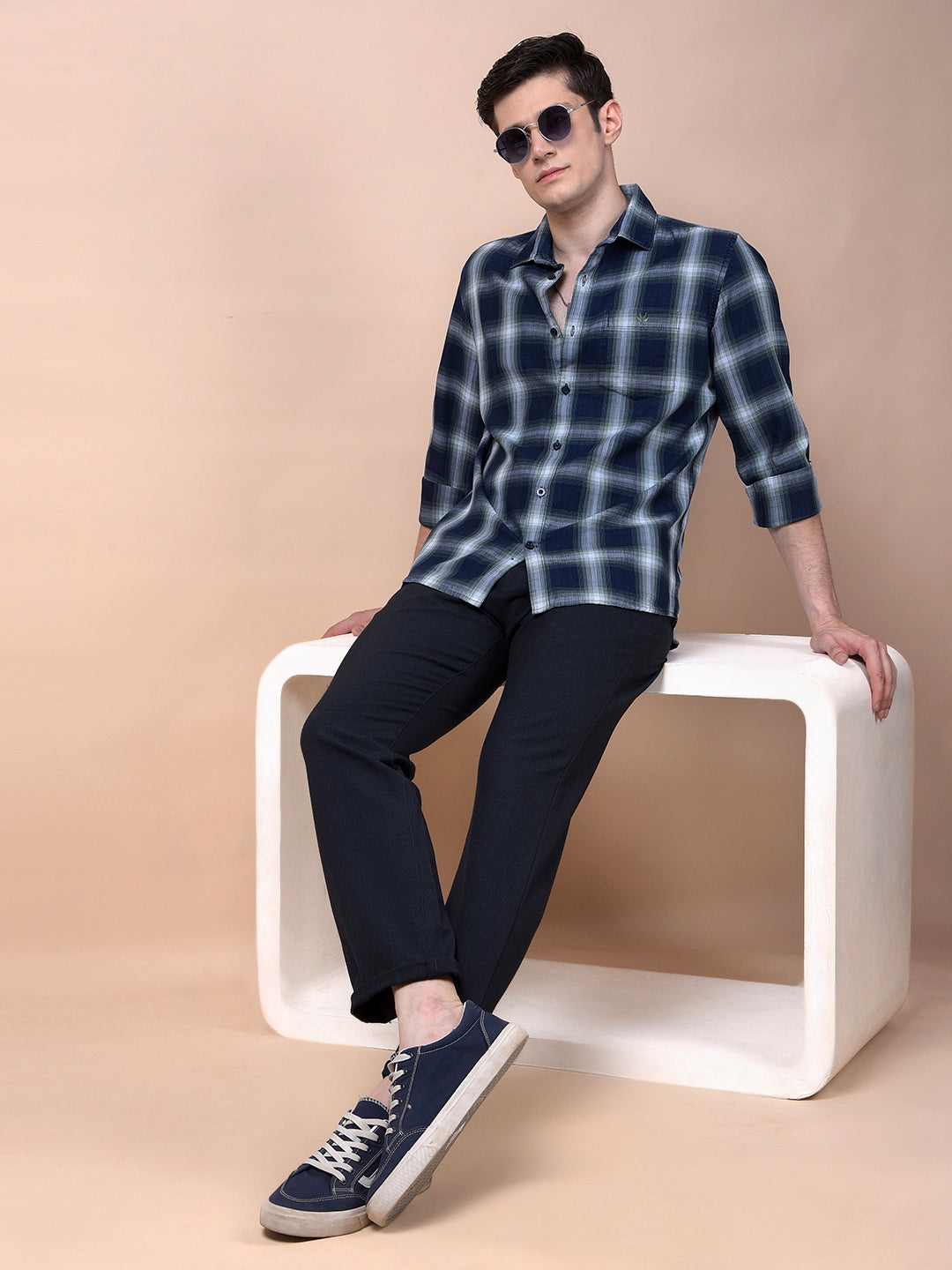 Green Checked 100% Cotton Shirt