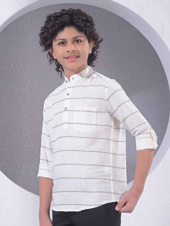 Off White Horizontal Stripes Kurta