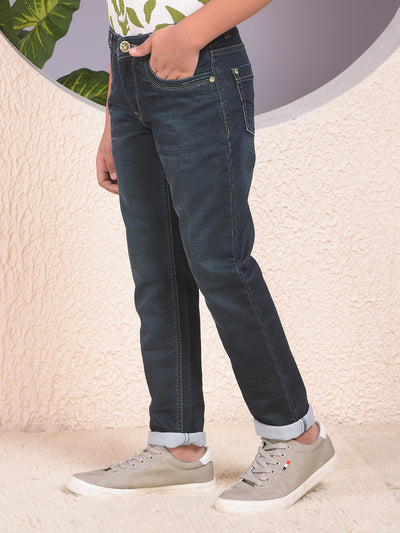 Stylish Tapered Fit Blue Jeans
