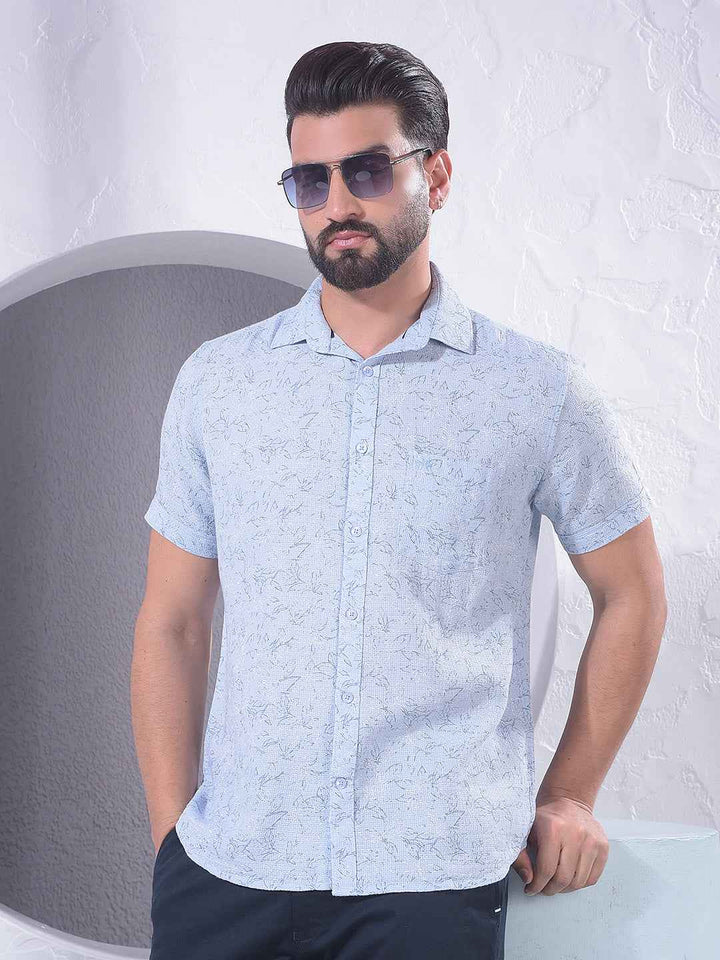 Blue Floral Print Shirt