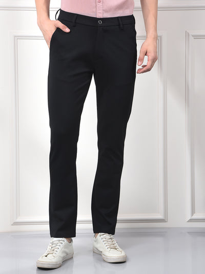 Navy Blue Printed Knitted Trousers