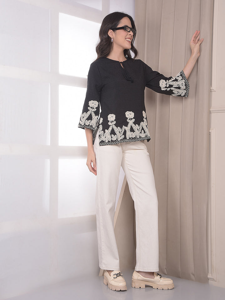 Black Embroidered Top