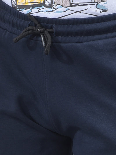 Tapered Fit Navy Blue Trackpants