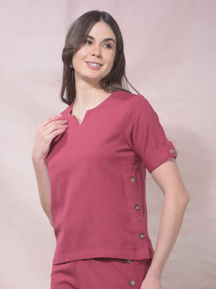 ZenithBerry Maroon V-Neck Top