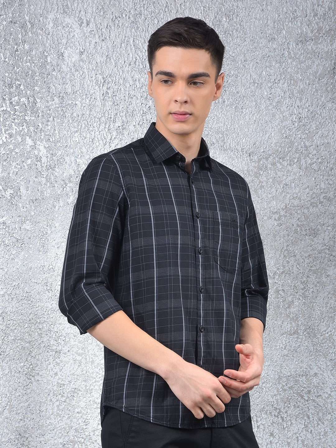 Black Checked Shirt-Men Shirts-Crimsoune Club