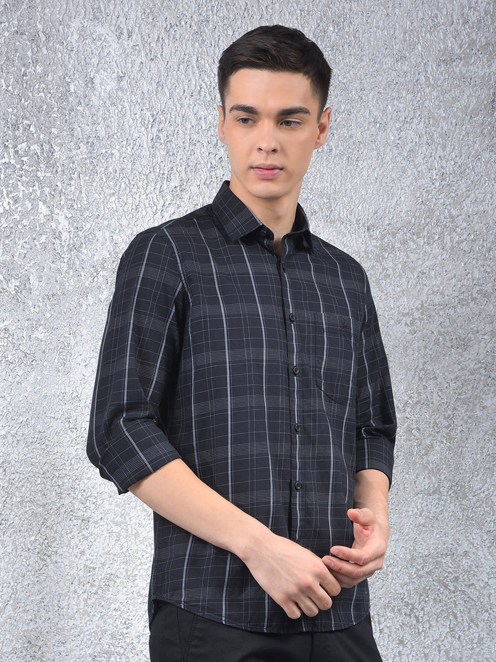 Black Checked Shirt-Men Shirts-Crimsoune Club