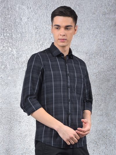 Black Checked Shirt-Men Shirts-Crimsoune Club