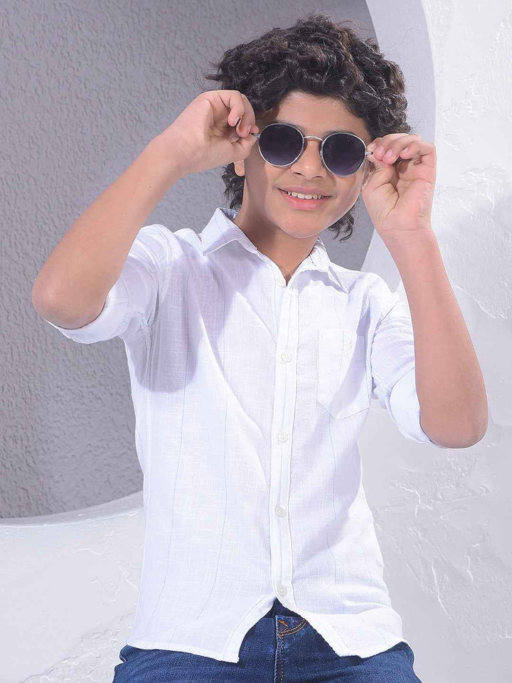 White Vertical Stripes 100% Cotton Shirt