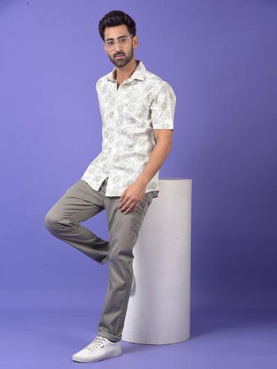 White Floral Print Shirt