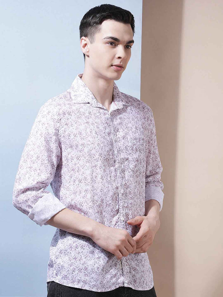 Pink Printed Linen Shirt
